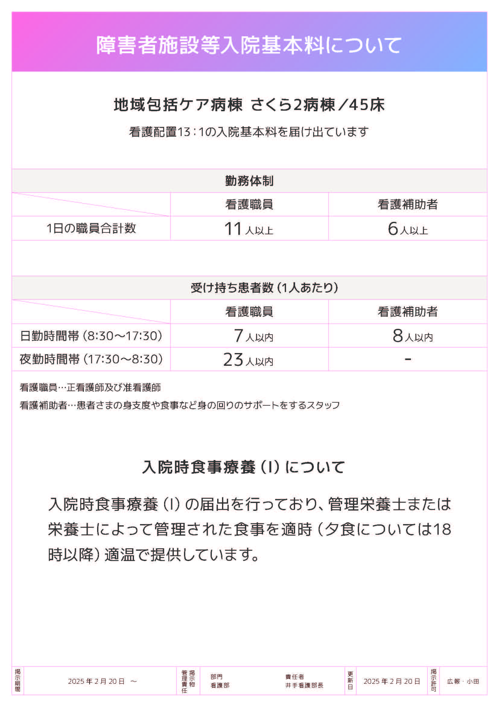 さくら館2階病棟について