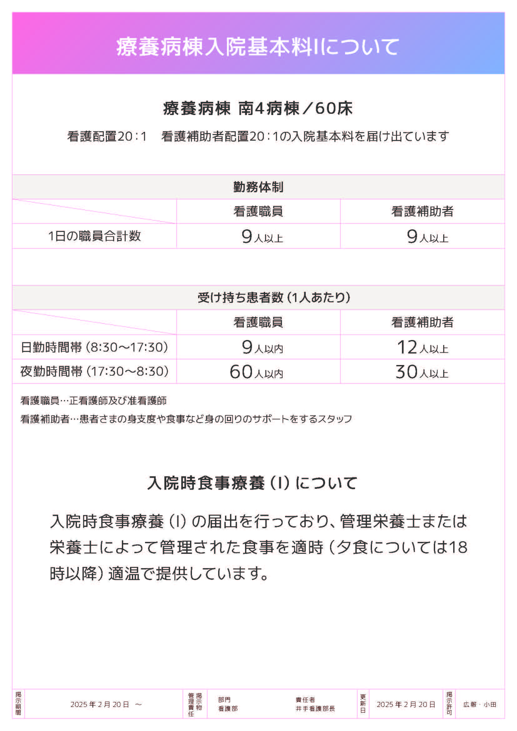 南館4階病棟について